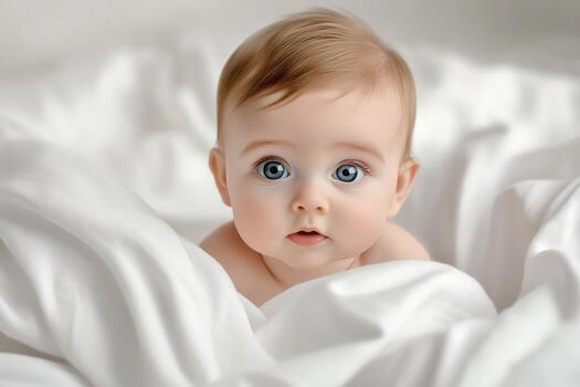 a-baby-with-blue-eyes-is-laying-on-a-white-blanket-photo